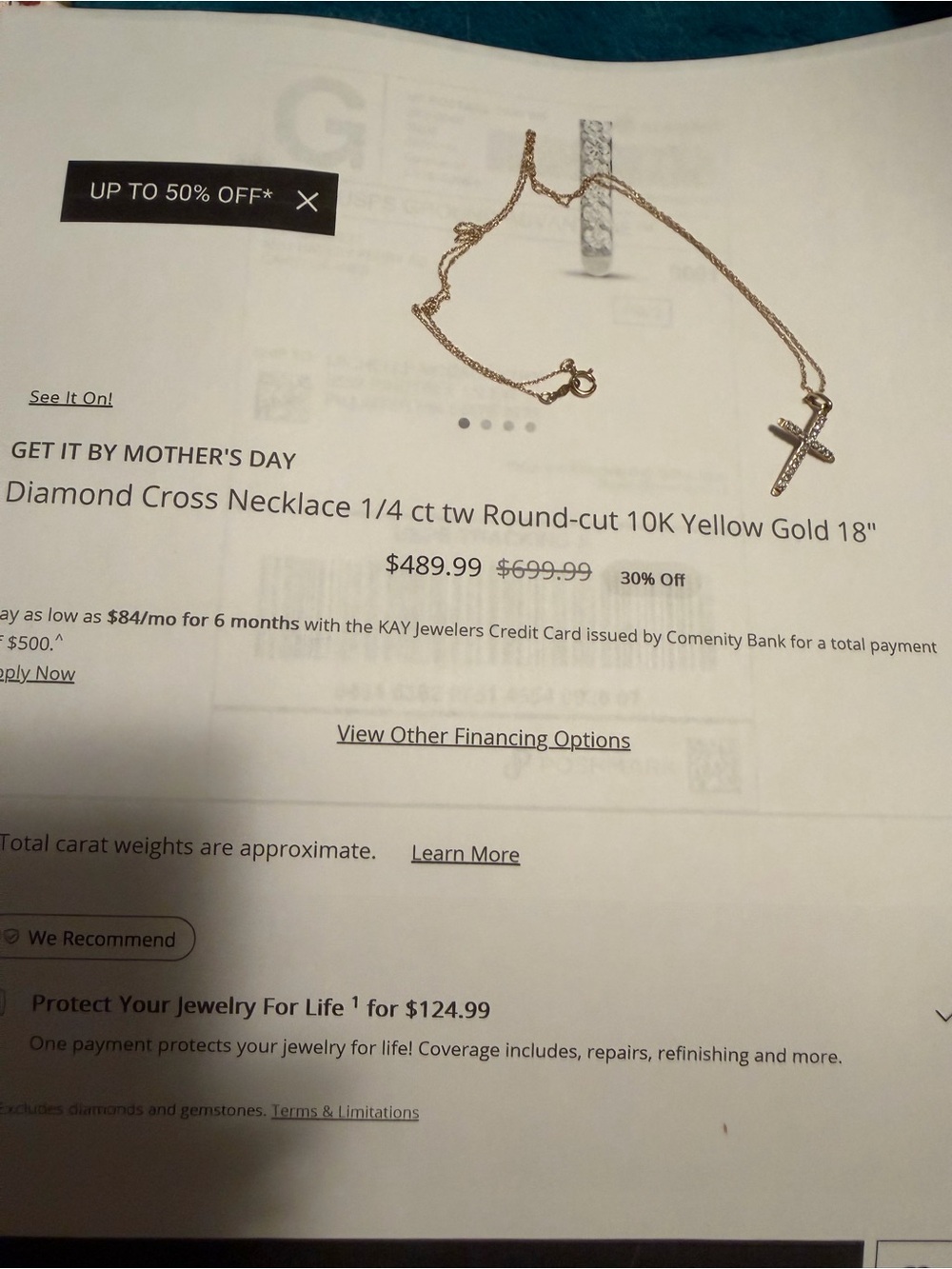 Kay Jewelers Yellow Gold Diamond Cross Necklace